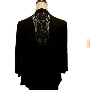 Cable & Gauge shawl sweater with lace back Detail size medium